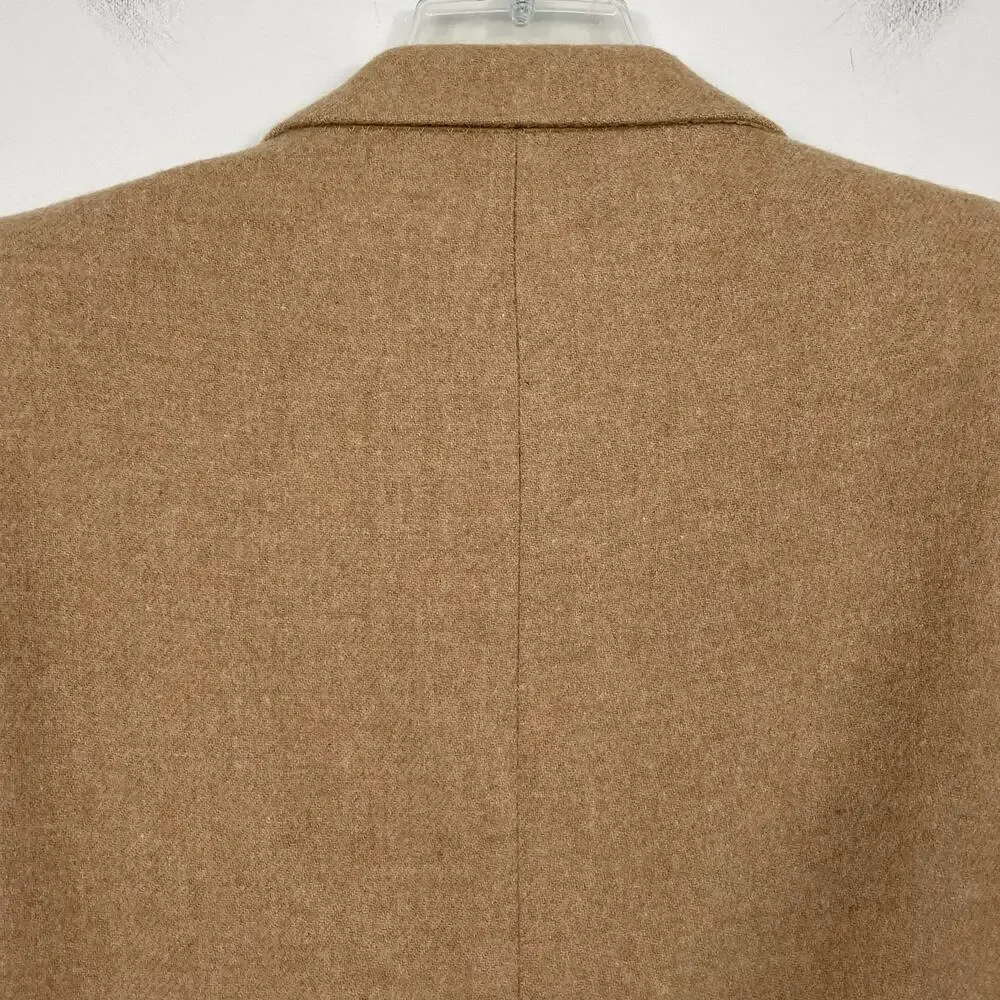 Vtg Lands End Camel Hair Wool Sport Coat Blazer Mens 44L Tan Preppy Business